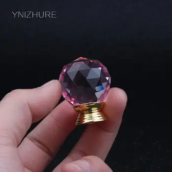 

10pcs 30mm Pink Gold Base Crystal Glass Handle Furniture Accessories Drawer Cabinet Door Dresser Table Table Hardware