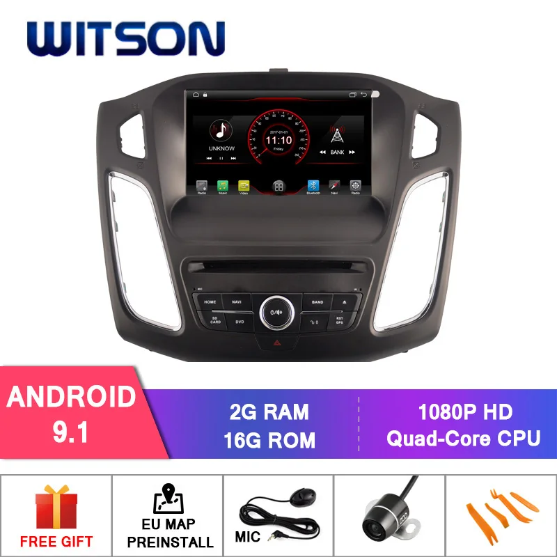 

WITSON ANDROID 9.1 QUAD-CORE 2 DIN CAR DVD RADIO GPS FOR FORD FOCUS 2012-2015 BUILT-IN MIRROR LINK 2GB RAM 1024*600 SCREEN