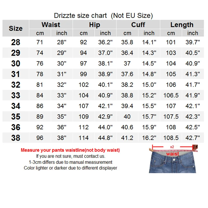 size 32 jeans measurements