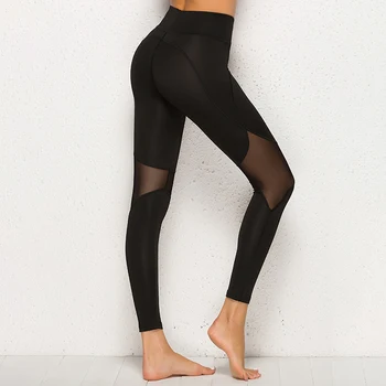 

High Waist Mesh Patchwork Leggings Push Up Female Pants Solid Colors Workout Leggins Women's Fitness Leggings