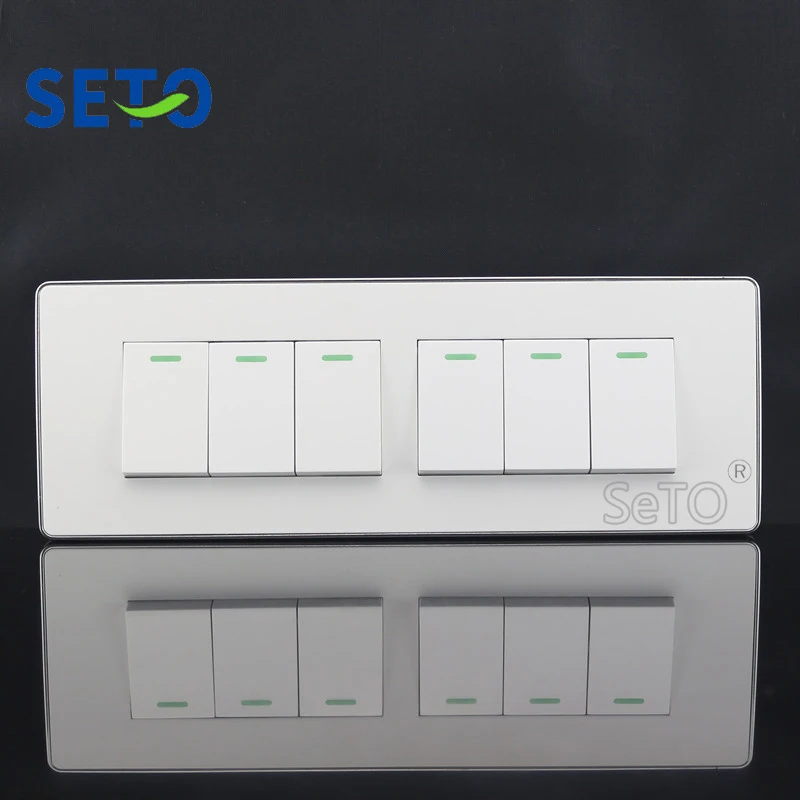 

SeTo 118 Type 10A 250V Six Button Switch Panel Socket Outlet Wall Plate Keystone Faceplate
