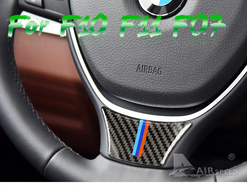 for BMW F10 F11 F07 5 Series Carbon Fiber Car Steering Wheel Stickers M Sport 530 525 520i 535i Accessories Car Styling (1)