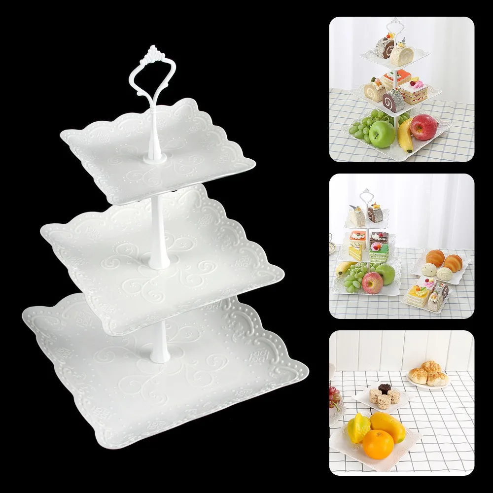 

3 Tier Fruit Dessert Tray Tower Snack Plates for Wedding Party Living Room Holiday DIY Decorations