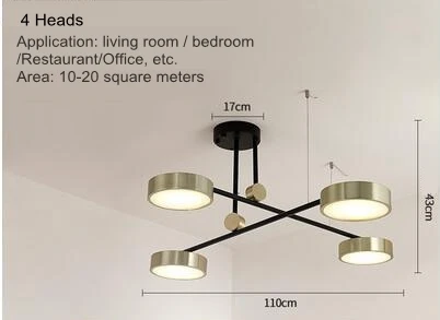LukLoy креативные Современные светодиодные люстры освещение в помещении подвесной простой атмосферный светильник для гостиной кафе ресторан светодиодный светильник - Цвет абажура: Gold 4 Heads