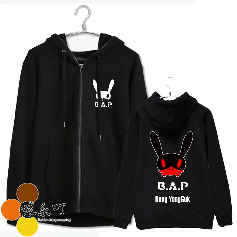 

Kpop bap b.a.p member name and personal bunny images printing zipper jacket for men women fans supportive hoodie