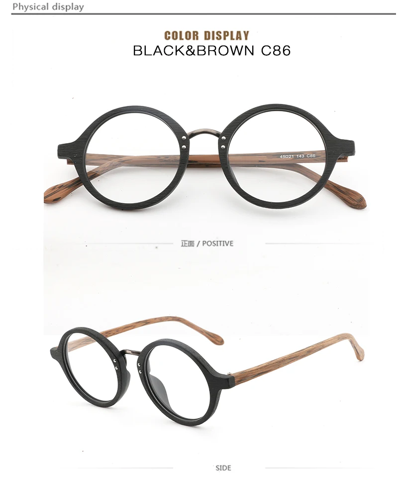 HDCRAFTER деревянные оправы для очков для мужчин унисекс круглые прозрачные линзы очки ретро очки Рамка высокое качество