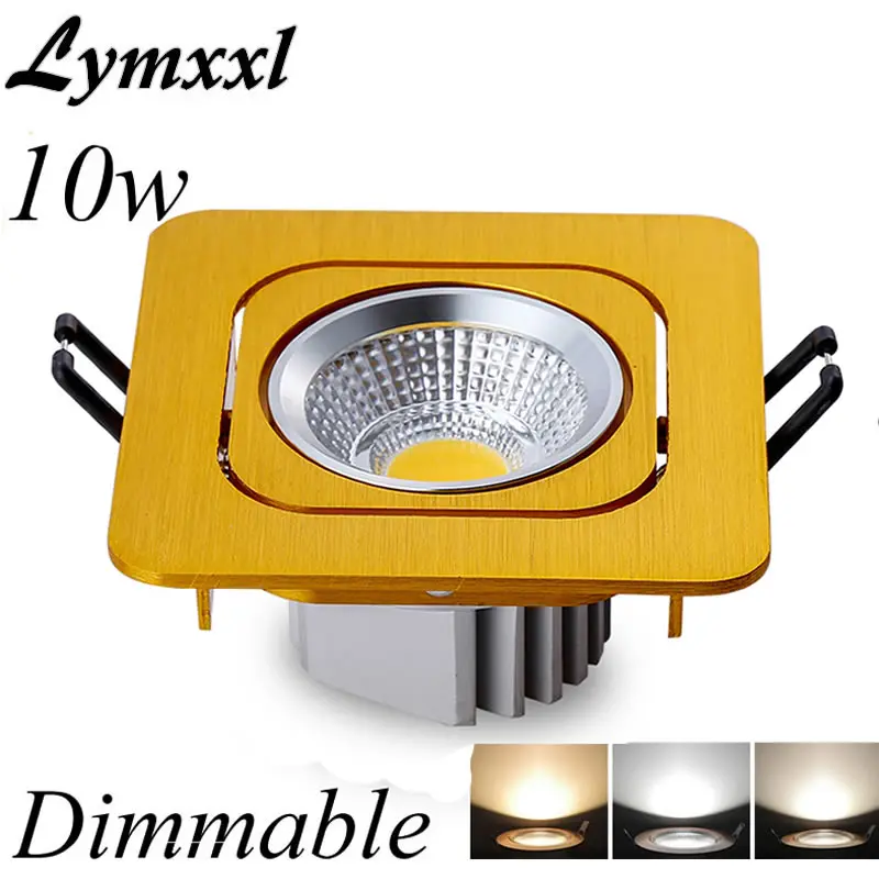 

Brush Gold shell COB 10w Led Ceiling downlight Dimmable Led Fixure Lights bulb 360 degree rotation Natural white AC90-260V 12V
