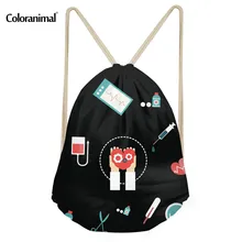 Coloranimal 3D Медсестра Медицинский печати мешки Drawstring для девочек и мальчиков Повседневное мини-рюкзак ранцы Для женщин Для мужчин строка мешок плеча сумки