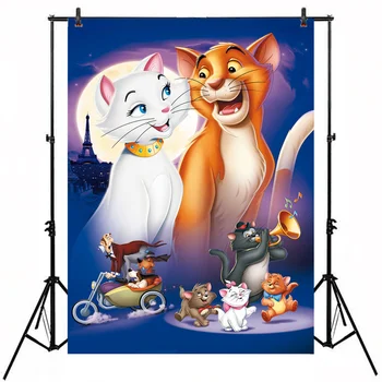 

The Aristocats Photo Background White and Brown Fat Cats Adventure Backdrop Ameica Fairy Story Backdrop For Children Party D