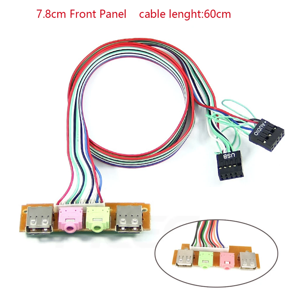 

2 USB PC Computer Case 7.8cm Front Panel USB Audio Port Mic usb sata cable usb riser card rj45 connector dvi-d vga dual psu