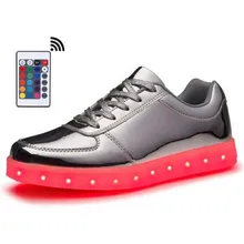 Дистанционные туфли со светодиодной подсветкой мужские 7 цветов флуоресцентные светящиеся с USB женские перезаряжаемые ботинки кроссовки для мальчиков и девочек Размер 35-46