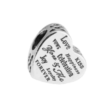 Подходит для браслетов Pandora праздничные бусины в форме сердца Стерлинговое Серебро-ювелирные подвески