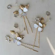 Заколки для волос невесты аксессуары для волос свадебный головной убор элегантный цветок из белой эмали Стразы палочка для волос украшения для волос Свадебные