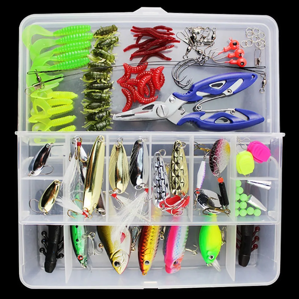 

101pcs Fishing Lure Set Minnow Lure Soft Plastics Worm Scorpians Baits Fish Lure Kit In Box Artificial Bait Fishing Gear Pesca
