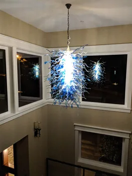 Best Pretty Blue Art Chandelier Lighting For Villa Decor 110-240V LED Light Source Italian Pendant Lamp For Stair House