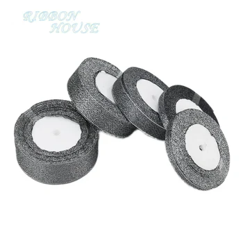 

(25 yards/roll) black Metallic silver Glitter Ribbon Colorful gift package ribbons wholesale 6/10/20/25/40mm