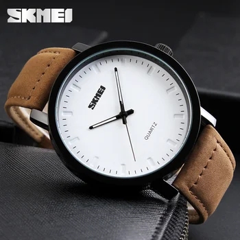 

Fashion Casual Watches Men Leather Waterproof Fashion Style Quartz-Watch Men Simple Military Army Wristwatches SKMEI Brand Clock