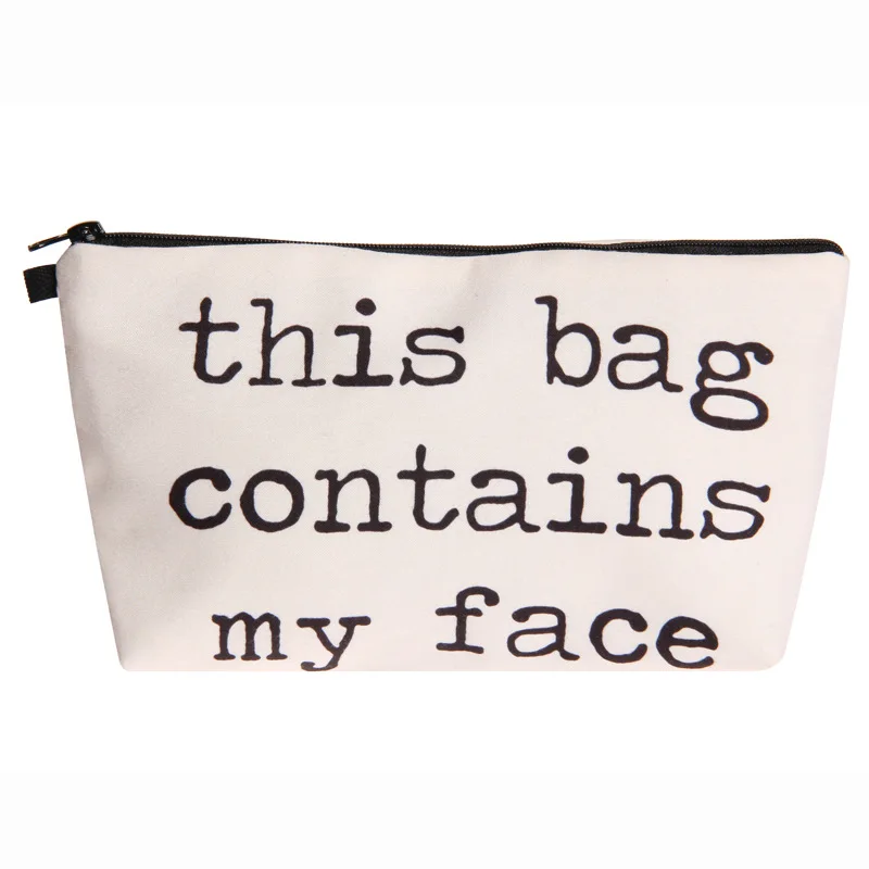 

Fashion Brand Cosmetic Organizer Bag Transfer Printing Cosmetic Bag Fashion Women Brand Makeup Bag This Bag Contains My Face