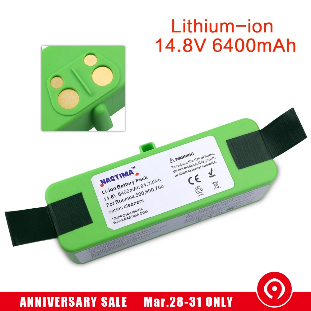 NASTIMA 14 8v 6400mAh Lithium Battery For iRobot Roomba Cleaner 500 600 700 800 980 Series