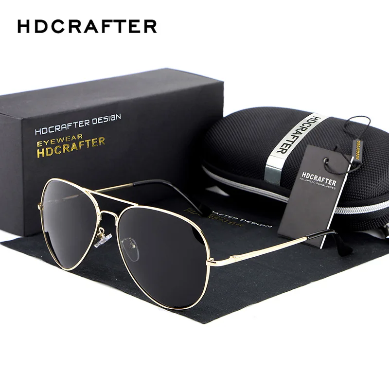 

HDCRAFTER Men Classic Polarized Sunglass Men's Oversize Sunglasses Polaroid Big Flat Lens Glasses Eyewear Retro Oculos With Case