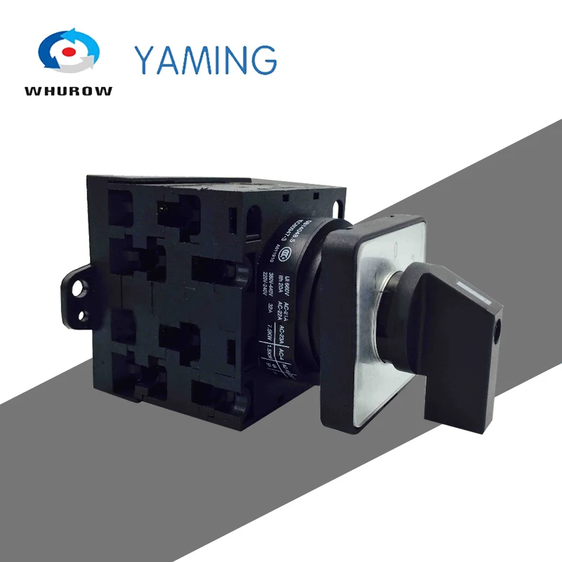 

YMW42-32/3 Rotary switch Latching 3 position 3 poles 32A 12 terminal with screw Black universal changeover cam switch