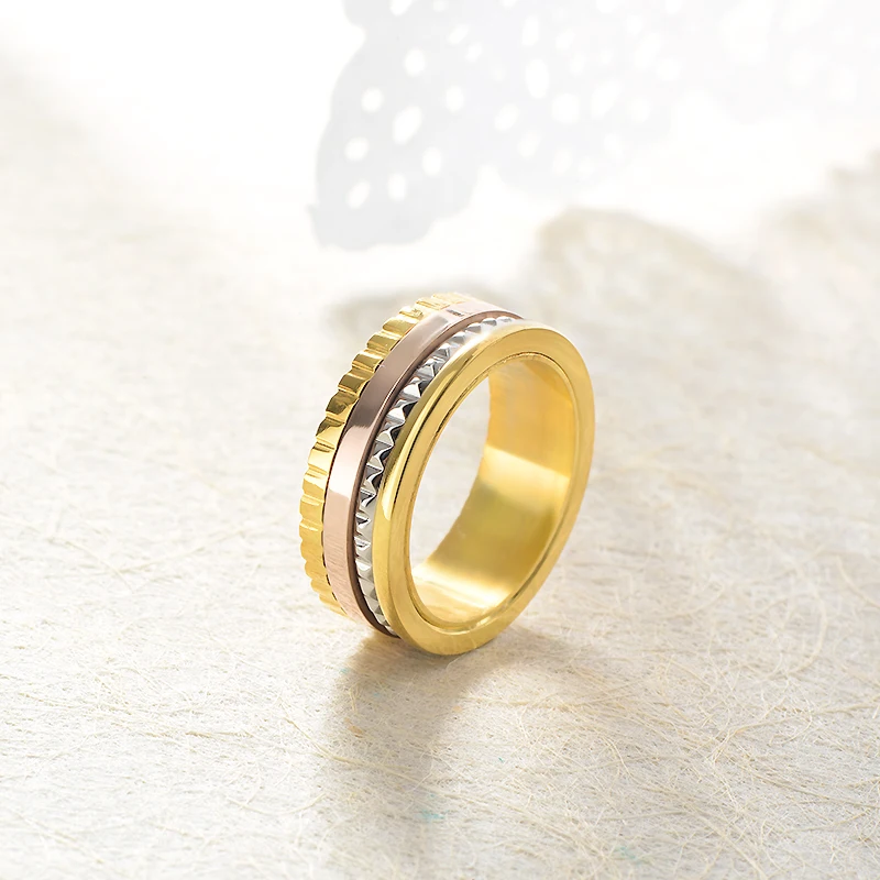 Baoyan сплайсинговая Шестерня кольцо из нержавеющей стали розовое золото серебро золото Титан модное кольцо на палец обручальные кольца для женщин