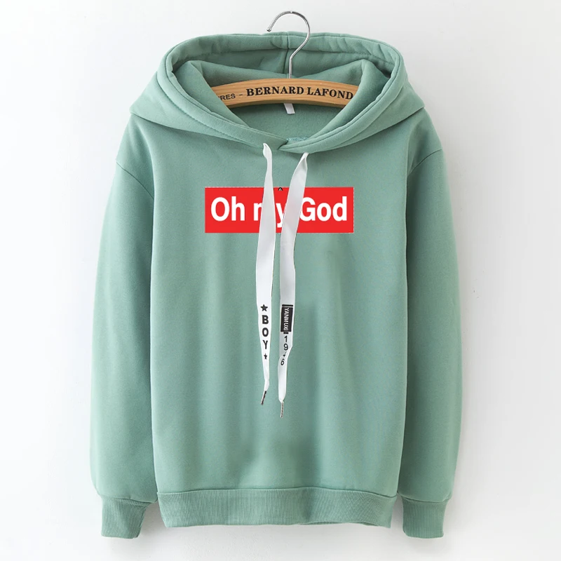  Suprem 2018 Hot Winter New Hooded Sweatshirt Casual Women's Hoodies Plus Velvet Loose Tops Fashion 