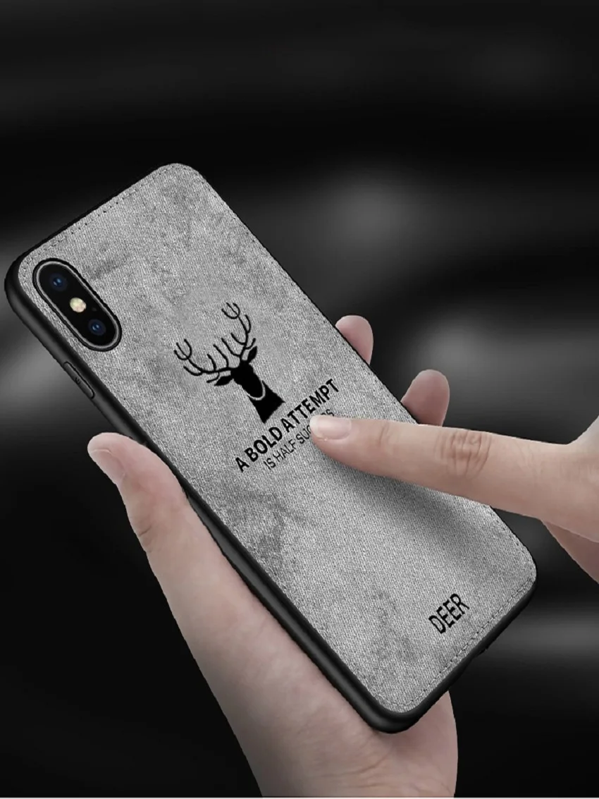 

TPU edge Canvas Embossed Deer Phone Case For Iphone X Xs Max Xr 8 7 6 6s S6 Plus Cover On For Apple IPhone 8plus 7plus