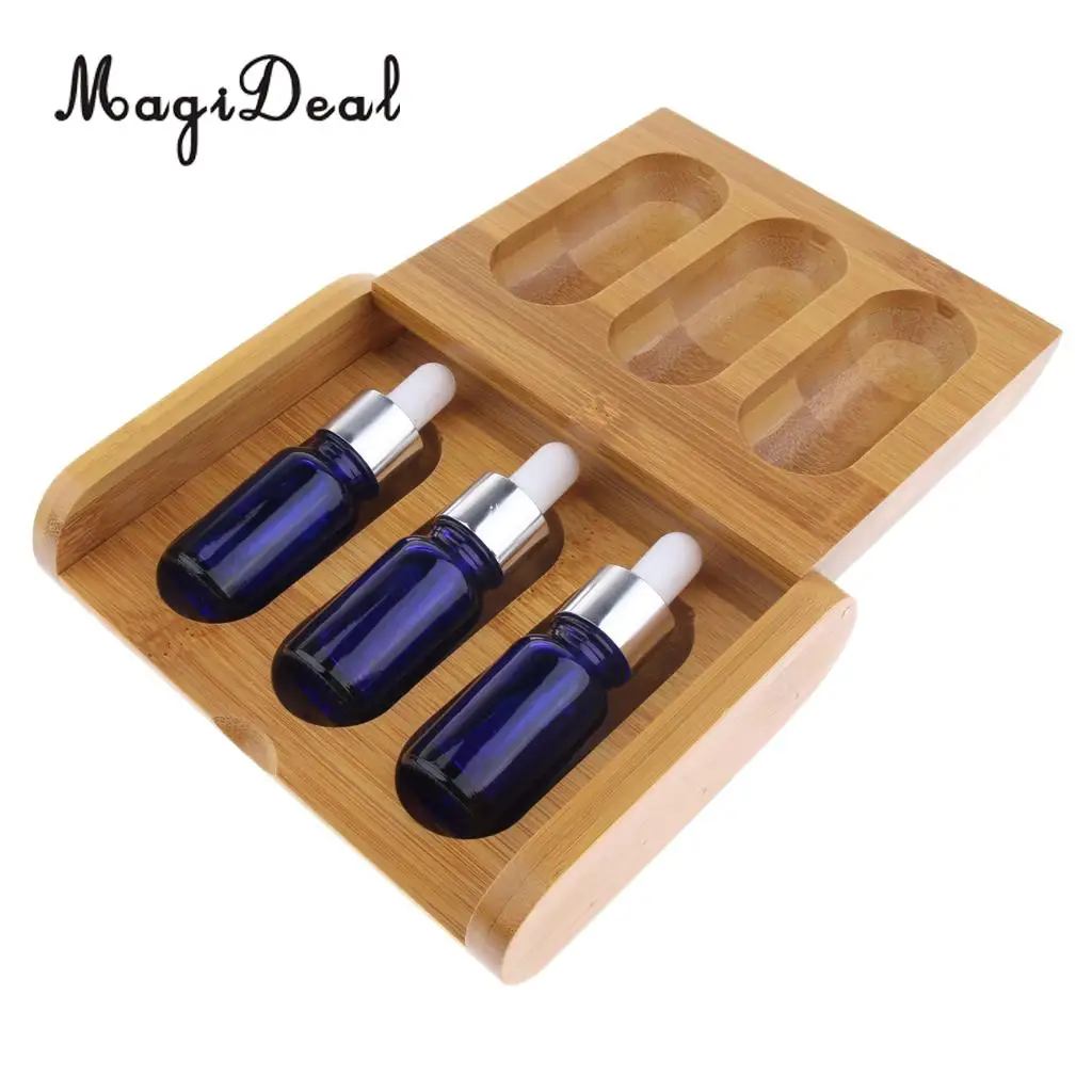 Bamboo Essential Oil Storage Box Display Carry Case Holder Organizer for Home Retail Stores