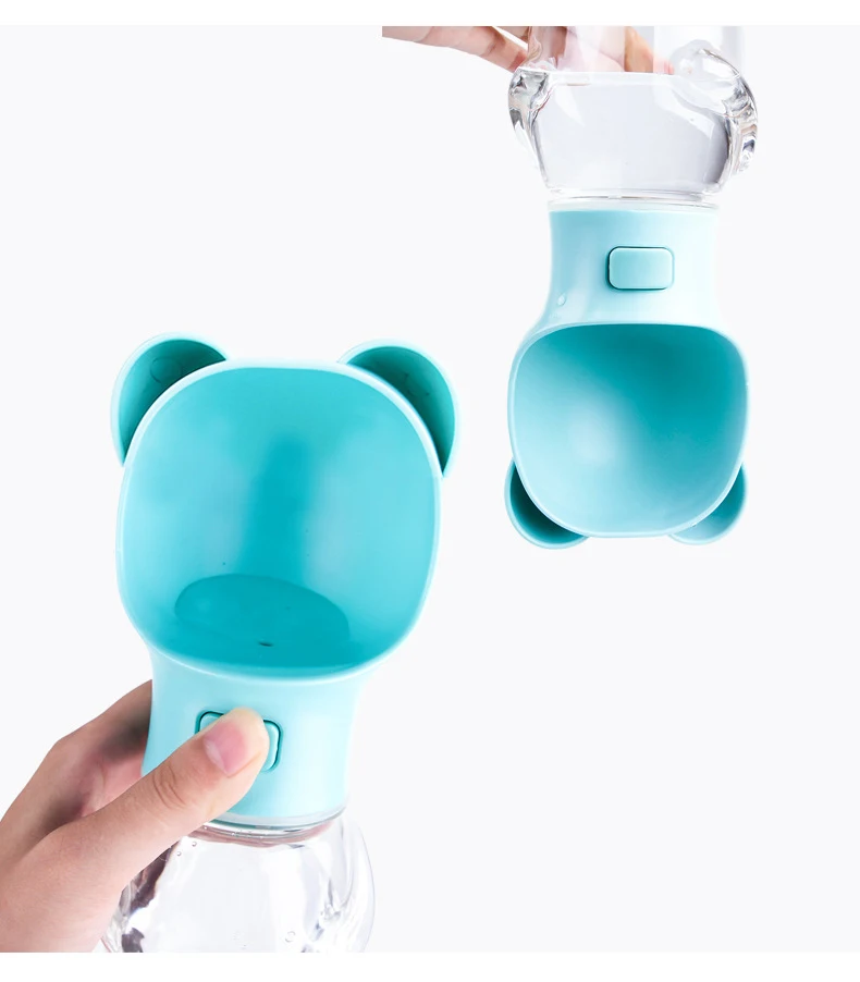 Pet Dog Cat Water Bottle Portable Travel Cups Lovely Cartoon Outdoor Feeder Water Drinking Bowl 550ML ABS Plastic Pet Supplies (6)
