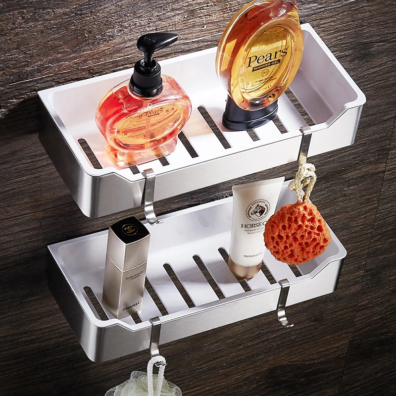 WEYUU полки для ванной комнаты нержавеющая сталь+ ABS пластиковые настенные крепления шампунь мыло хранения косметики организации провода Рисунок