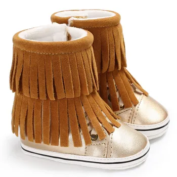 

Winter Infant Baby Boots First Walkers Fringed Newborn Girls Boys Moccasin Super Warm Shoes Soft Soled Booties