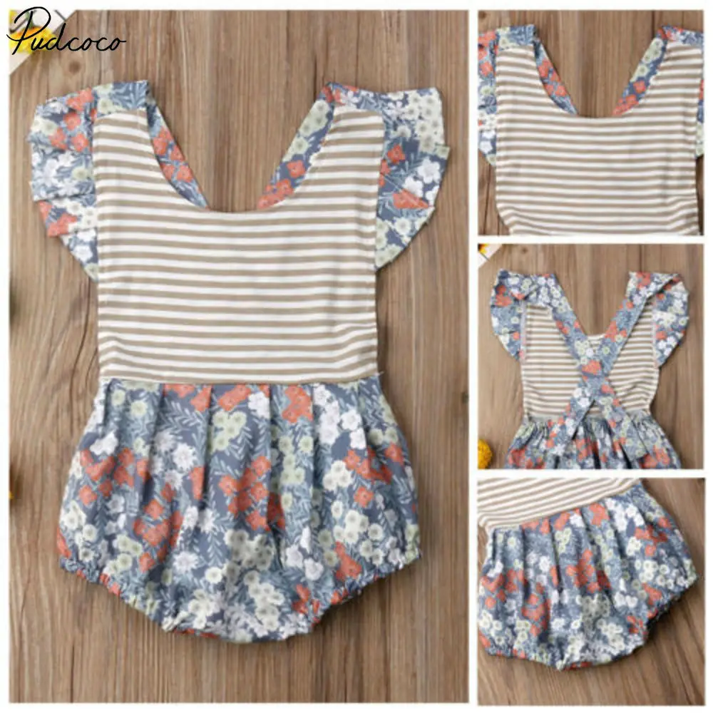 

Newborn Baby Girls Ruffle Floral Color Romper Bodysuit Jumpsuit Outfits Sunsuit Jumpsuit Bodysuit Outfits Summer Floral Clothe