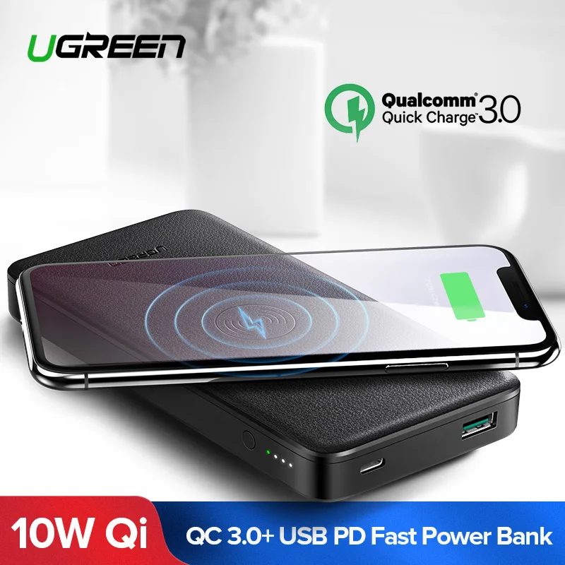 Ugreen 10000mAh Qi Wireless Charger Power Bank 18W USB PD Powerbank For iPhone X 8 Macbook Samsung S9 External Battery Poverbank Ugreen 10000mAh Qi Wireless Charger Power Bank 18W USB PD Powerbank For iPhone X 8 Macbook Samsung S9 External Battery Poverbank