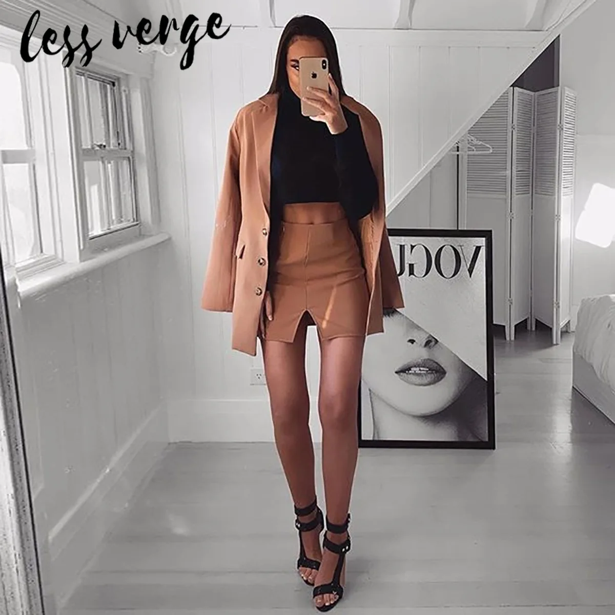 lessverge Brown button women blazers and jackets Fall notched office lady outerwear blazer casual long sleeve mujer coat 2019 lessverge Brown button women blazers and jackets Fall notched office lady outerwear blazer casual long sleeve mujer coat 2019