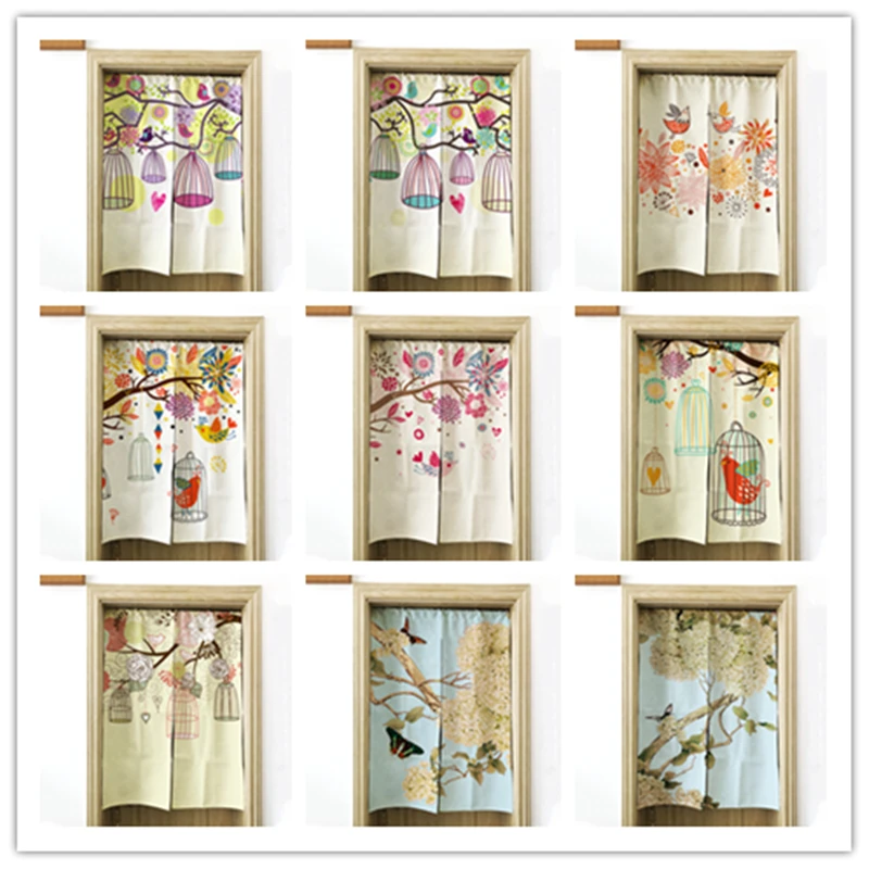 

Digital printing hand-painted illustration blackout curtain hanging curtain cotton bedroom bathroom Butterfly and bird curtain
