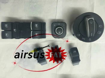 

N chrome window rear mirror foglight control switch 6 pcs/ kit for volkswagen vw jetta & golf 5 6 golf gti tiguan passat b6 cc