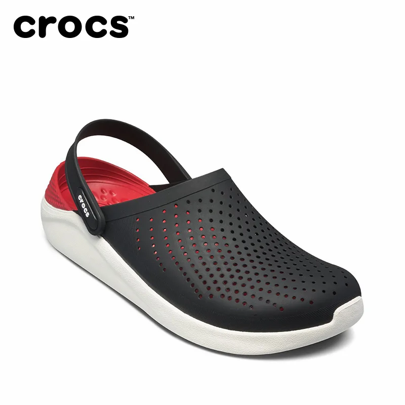CROCS LiteRide Clog Black Red Sports Sandals for Men Outdoor Beach Sandals Women Light Footwear Quick Dry Crocs-shoes