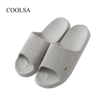 

COOLSA Men's Summer Solid Flat Slippers Indoor Soft Bottom Non-slip Bathroom Slippers EVA Home Slippers Men Flip-flop Sandals