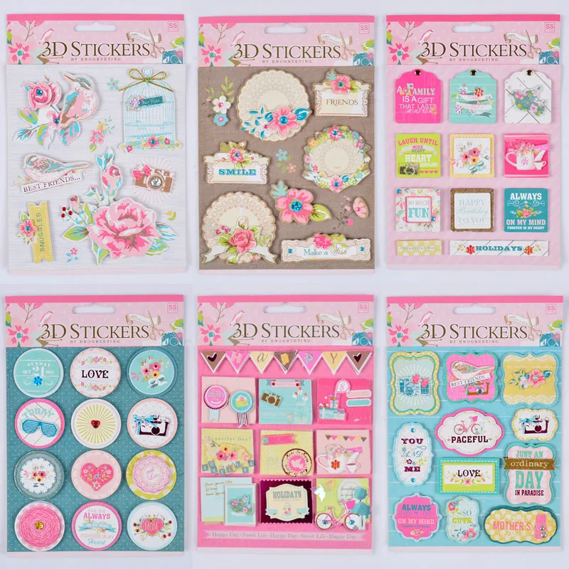 

3D STICKERS European Deocrative DIY Adhesive Stickers Photo Album Scrapbooking Decoration Kids Craft