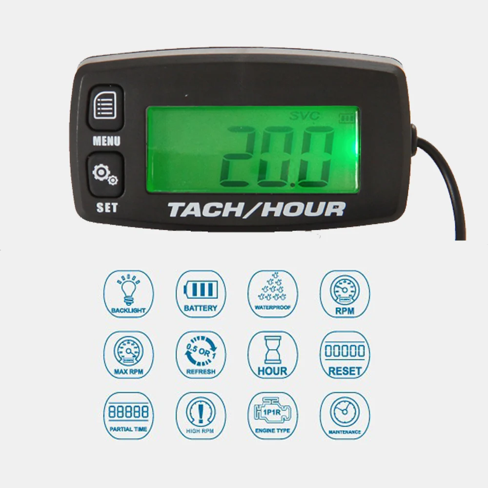 Hour Meter Tachometer Gauge Backlight Digital inductive Tach/Hour meter for Motocross ATV mower CHAINSAW MARINE Gas Engine Hour Meter Tachometer Gauge Backlight Digital inductive Tach/Hour meter for Motocross ATV mower CHAINSAW MARINE Gas Engine