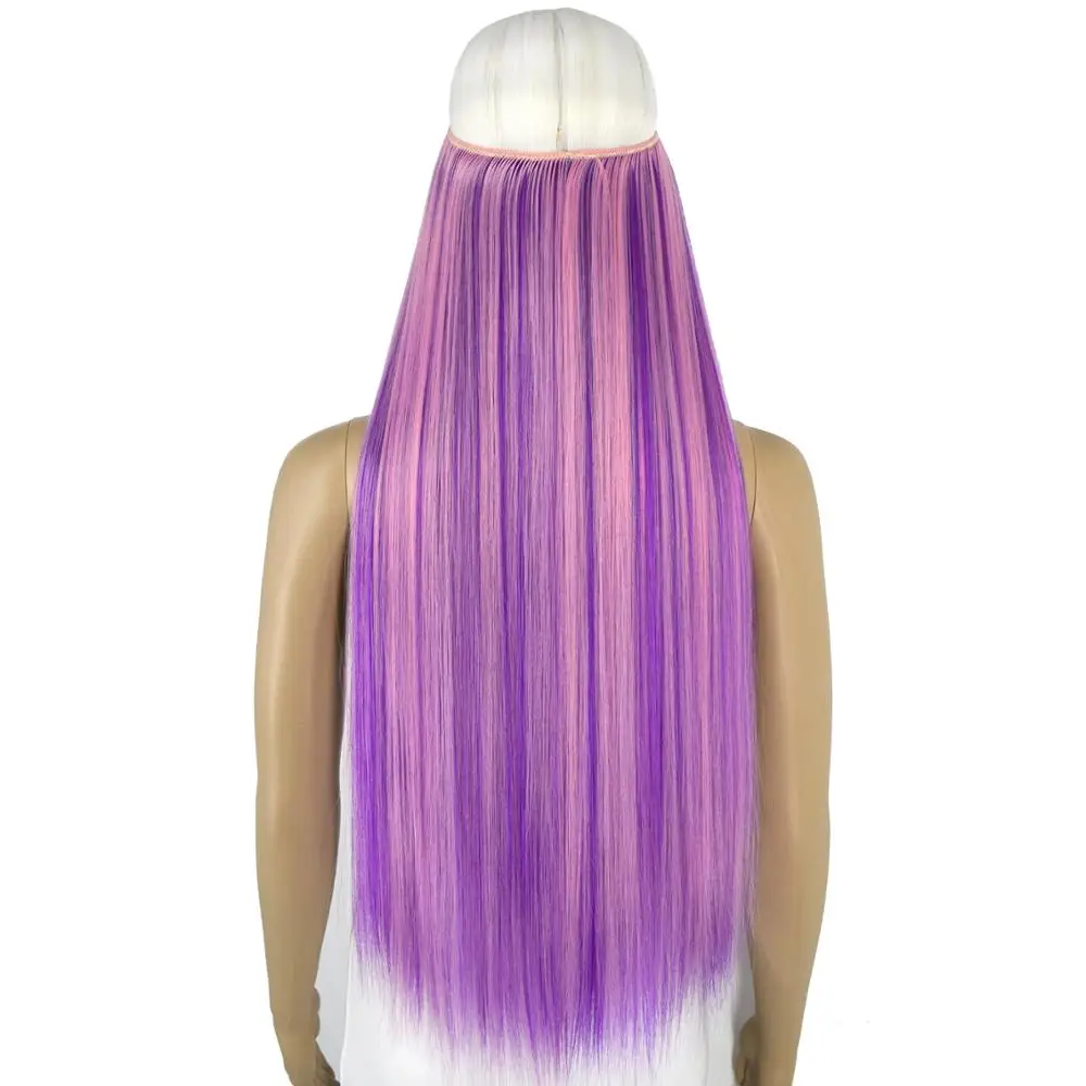 TOPREETY Heat Resistant Synthetic Hair 100gr Silky Straight Elasticity Invisible Wire Halo Hair Extensions 8006