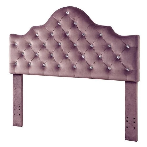 Twin Size Fabric Upholstered Solid Wood Headboard with LED Lights, Purple