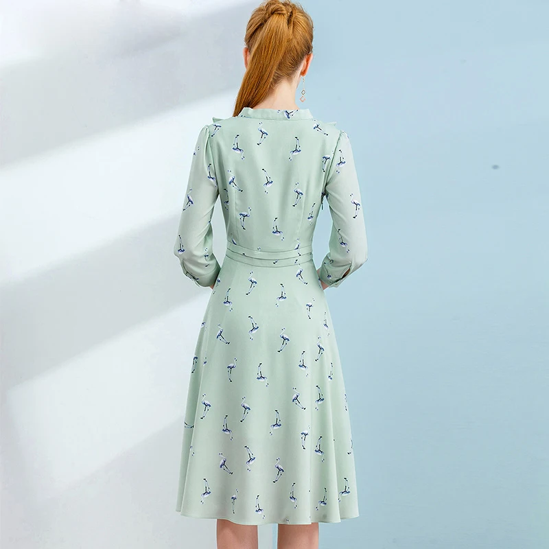 Женское шифоновое платье трапеция с принтом в виде птиц|bird print dress|summer chiffon dressesprint