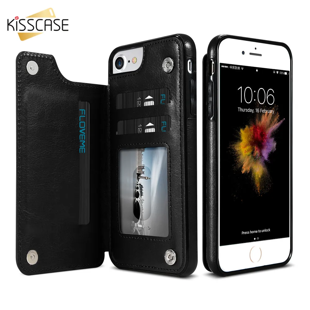

KISSCASE Case For iPhone 6 6S Plus Silicone Cover Business Leather Card Slot Shockproof 6 6S Coque For iPhone 6 6S Plus Capainha