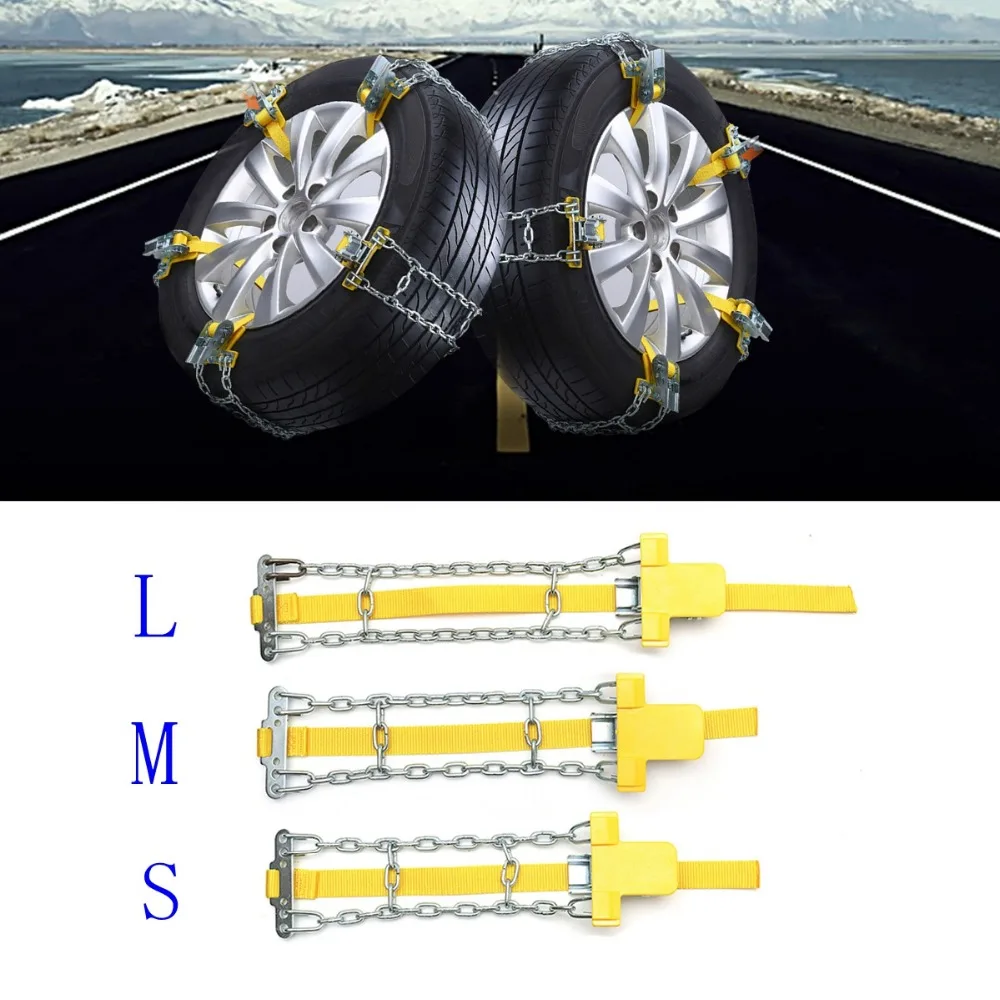 Auto Anti skid Steel Chains Car Skid Belt Snow Mud Sand Tire Clip on