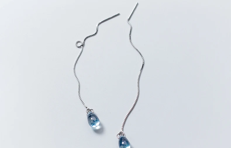 INALIS, новая мода, синие серьги в форме капли, 925 пробы женские серебряные серьги, темпераментные Длинные украшения для ушей, серьги, подарок для девочки