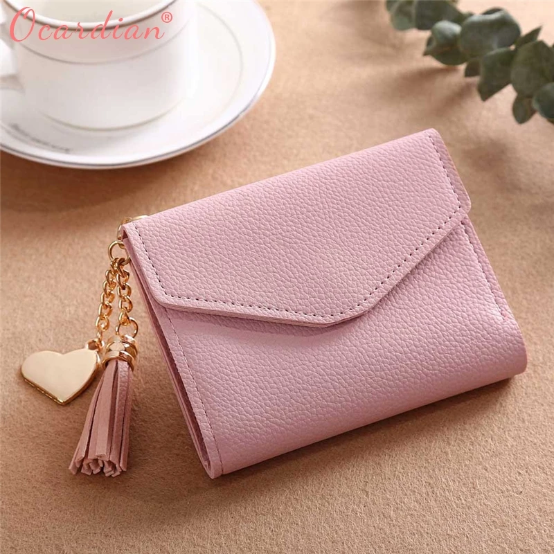 

2018 Women Simple Short Wallet Tassel Coin Purse Card Holders Handbag Preferential Dropship