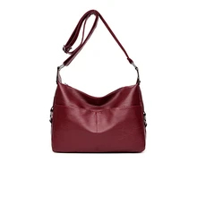 Мягкая сумка на плечо Повседневная женская сумка-мессенджер сумка новая PU кожа простая модная черная и винно-красная