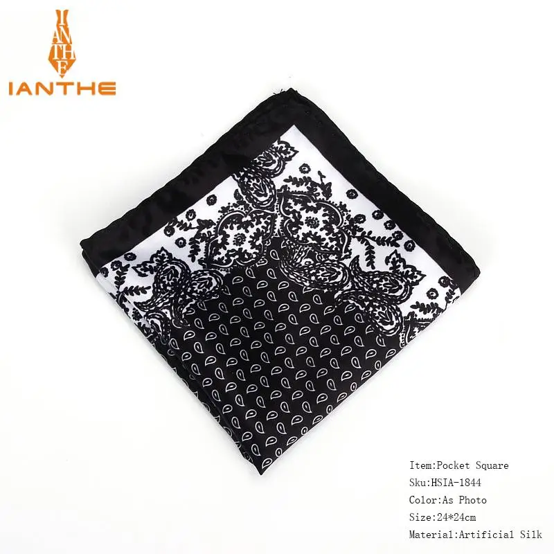 Фирменная Новинка Для мужчин платок Винтаж Пейсли Print Pocket Square мягкие шелковые платки Свадебная вечеринка Бизнес Hanky груди Полотенца подарок - Цвет: IA1844